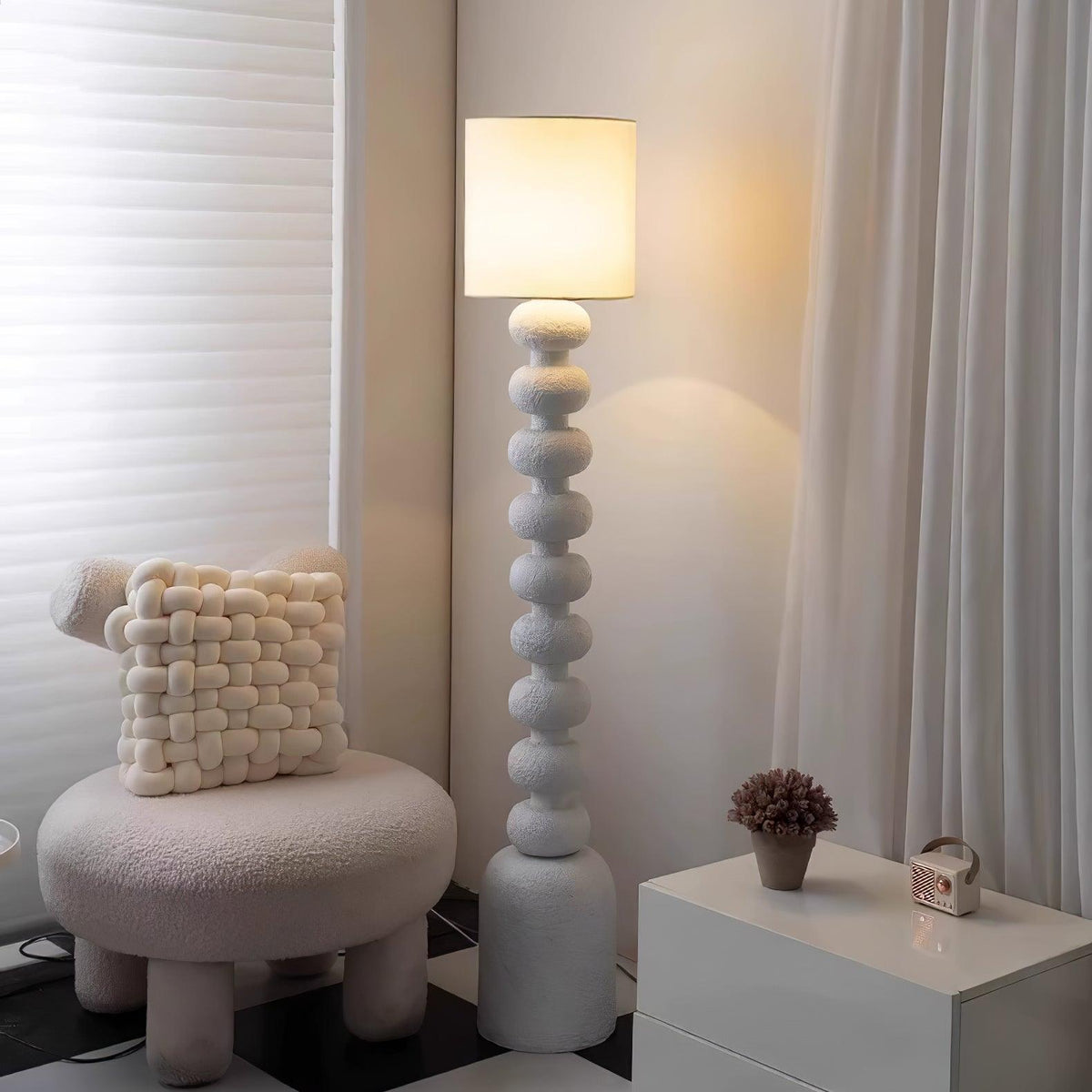 Khev Moderne vloerlamp met stoffen kap