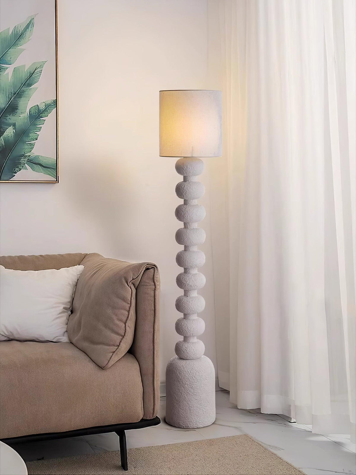 Khev Moderne vloerlamp met stoffen kap