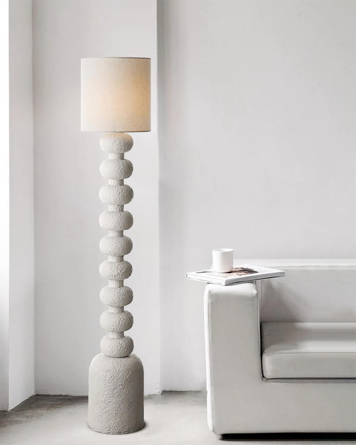 Khev Moderne vloerlamp met stoffen kap