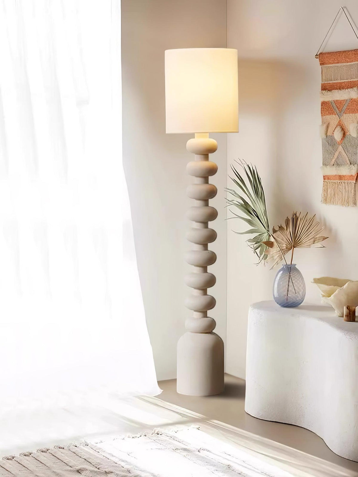 Khev Moderne vloerlamp met stoffen kap