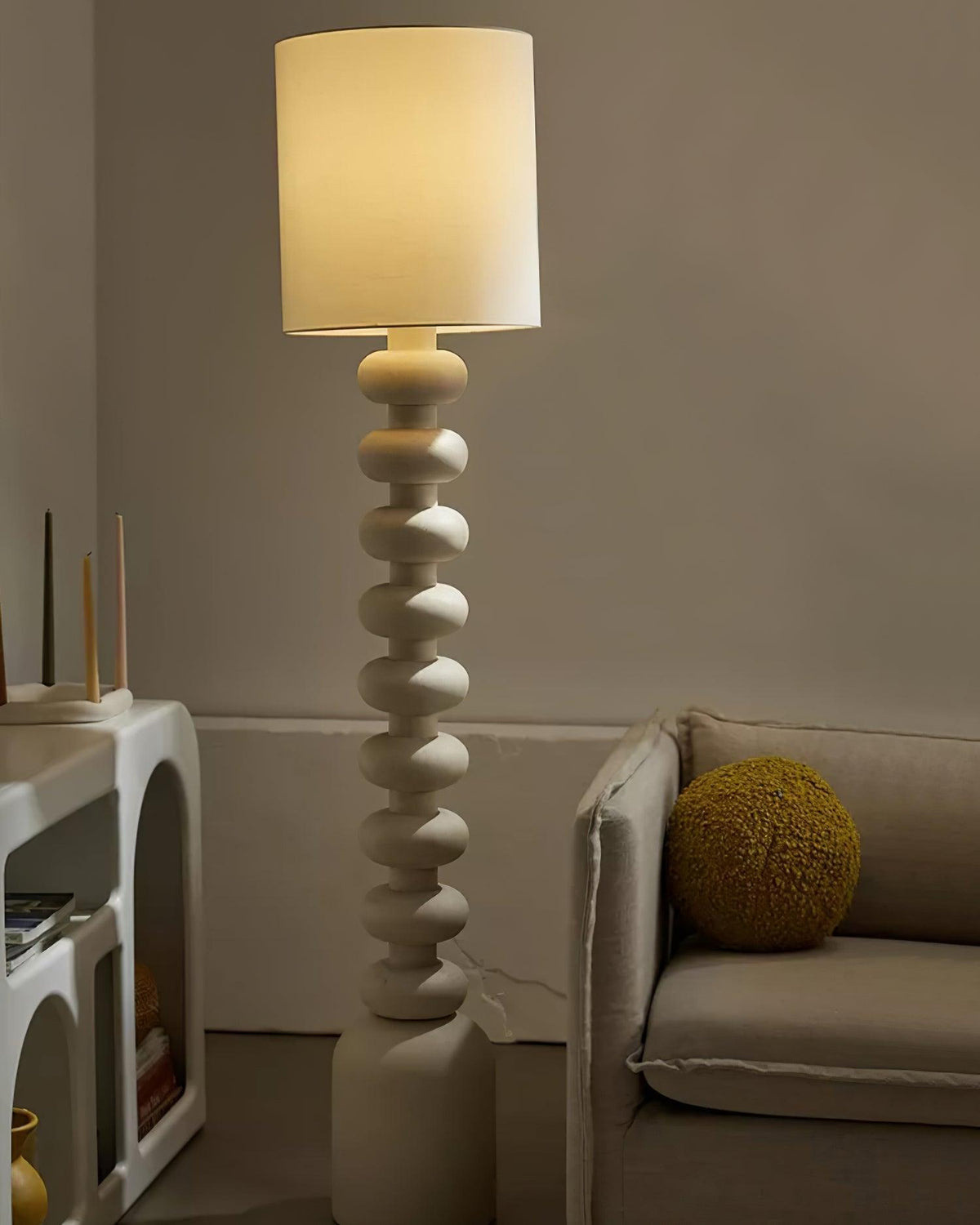 Khev Moderne vloerlamp met stoffen kap
