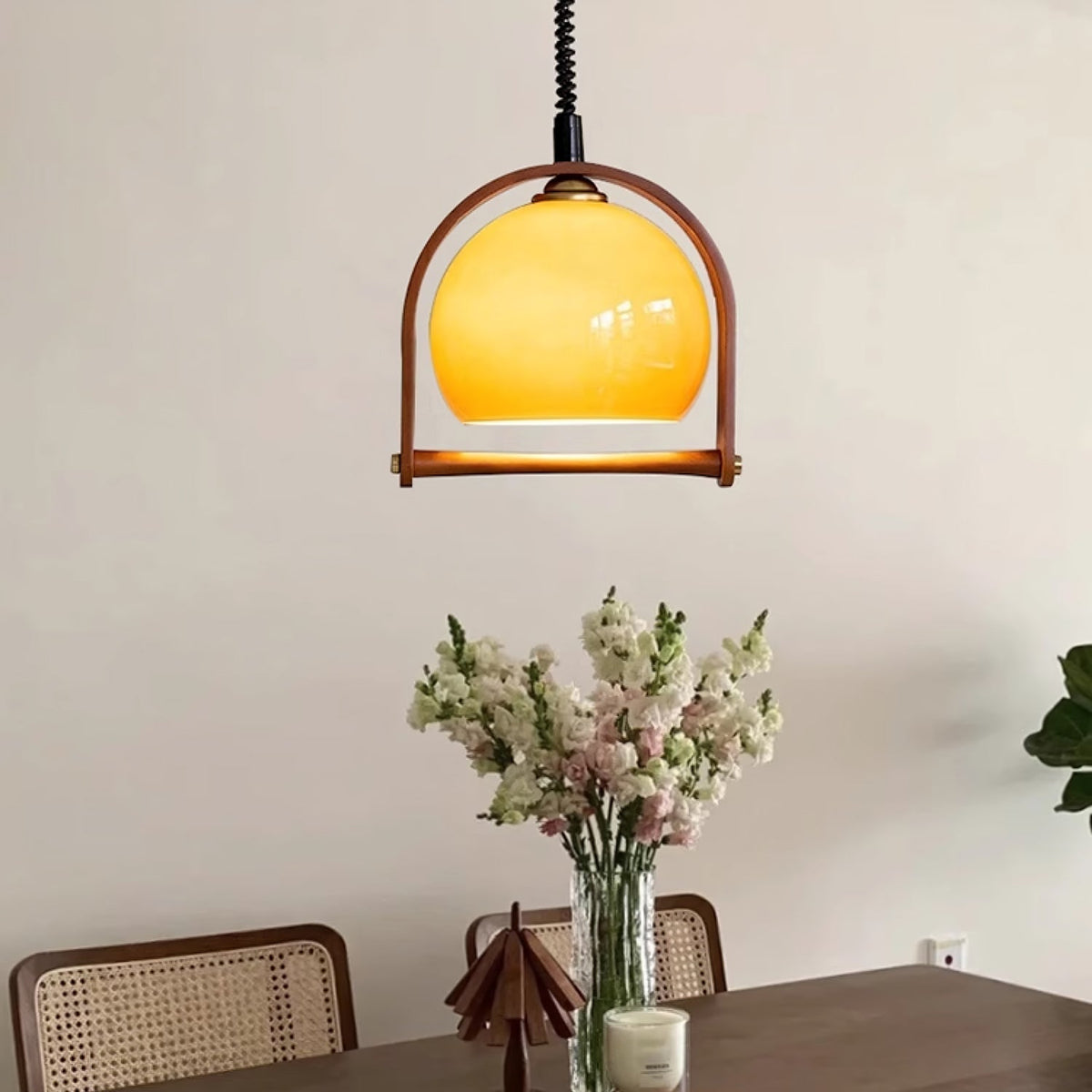 Cesilarae Premium Noordse kunst glas hout hanglamp