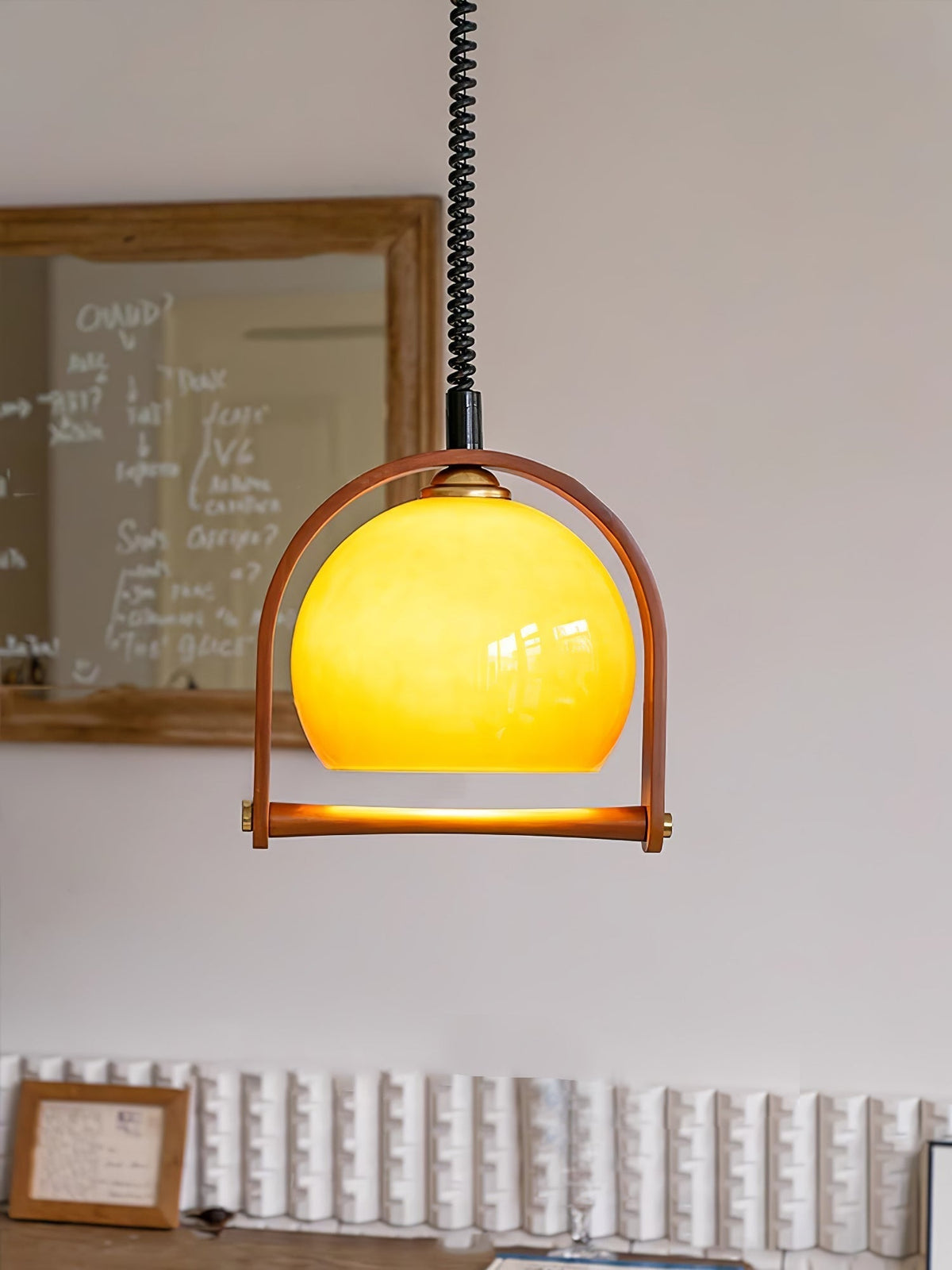 Cesilarae Premium Noordse kunst glas hout hanglamp