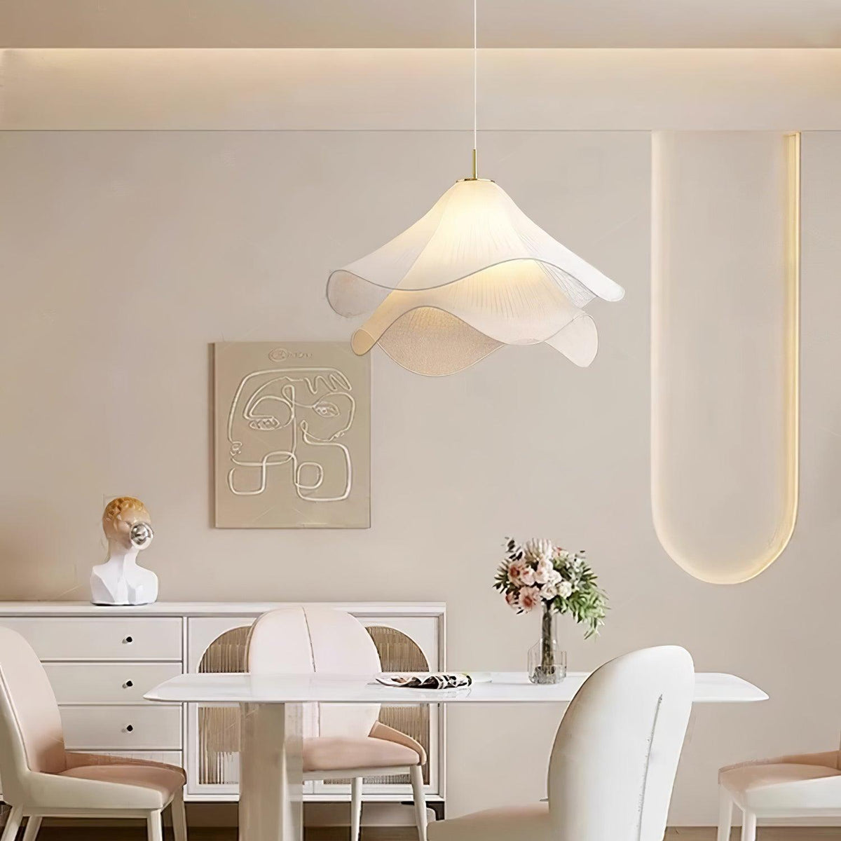 Cirirenne elegante bloemvormige stoffen hanglamp