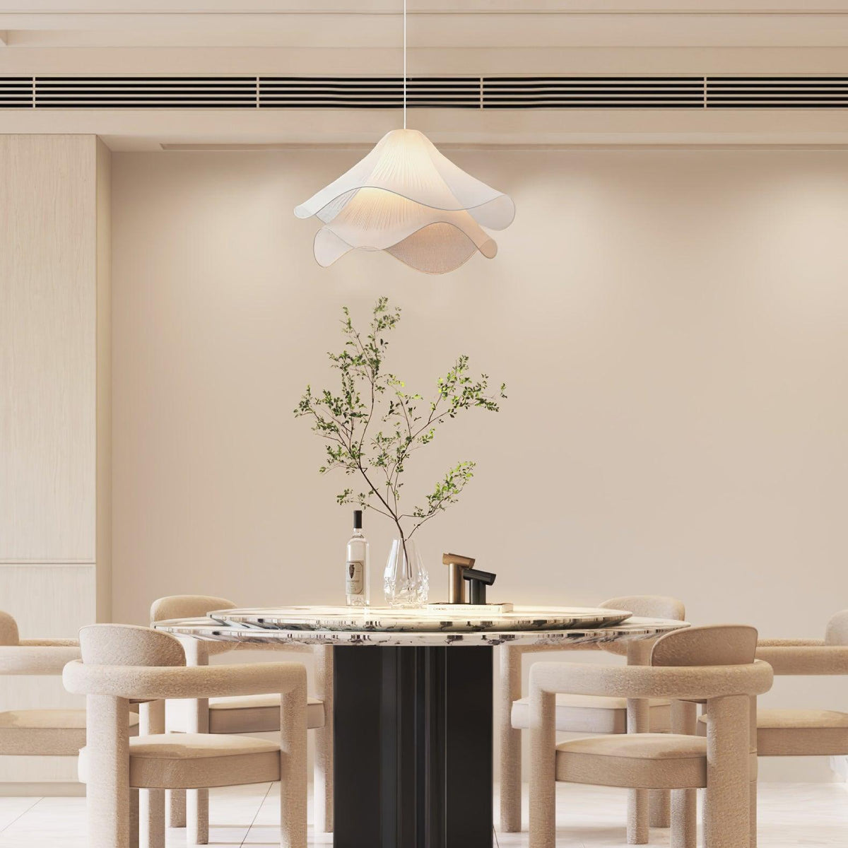 Cirirenne elegante bloemvormige stoffen hanglamp
