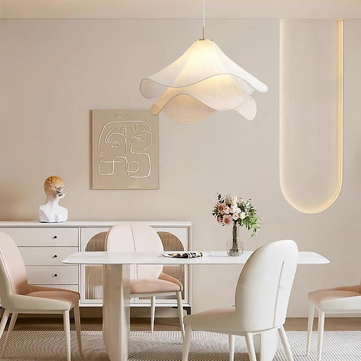Cirirenne elegante bloemvormige stoffen hanglamp