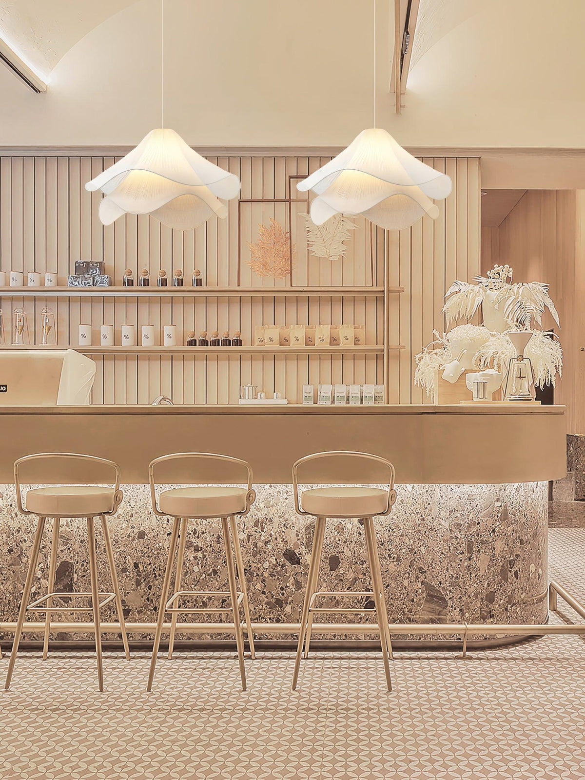 Cirirenne elegante bloemvormige stoffen hanglamp