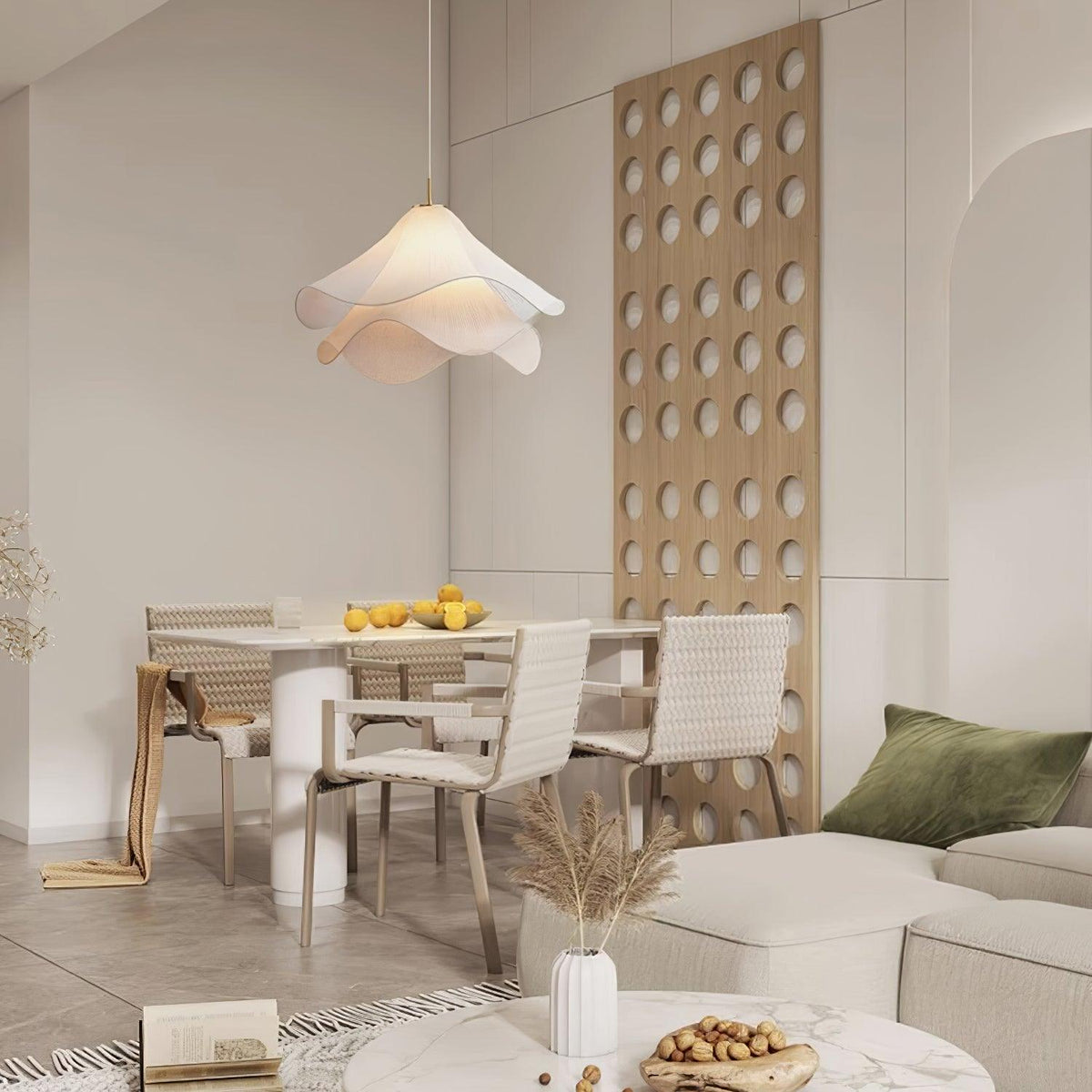 Cirirenne elegante bloemvormige stoffen hanglamp