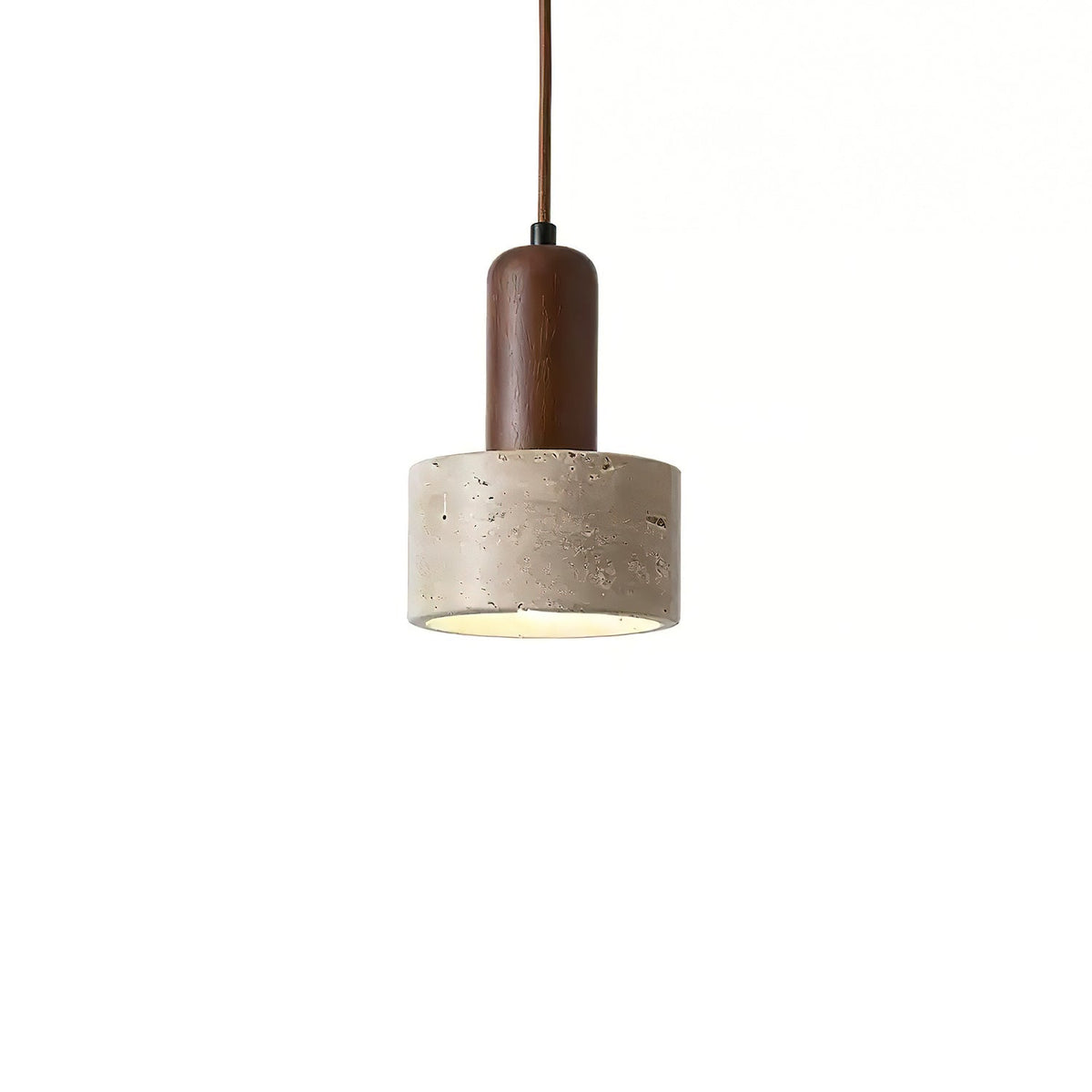 Jlynis hanglamp van geel travertin en walnoothout