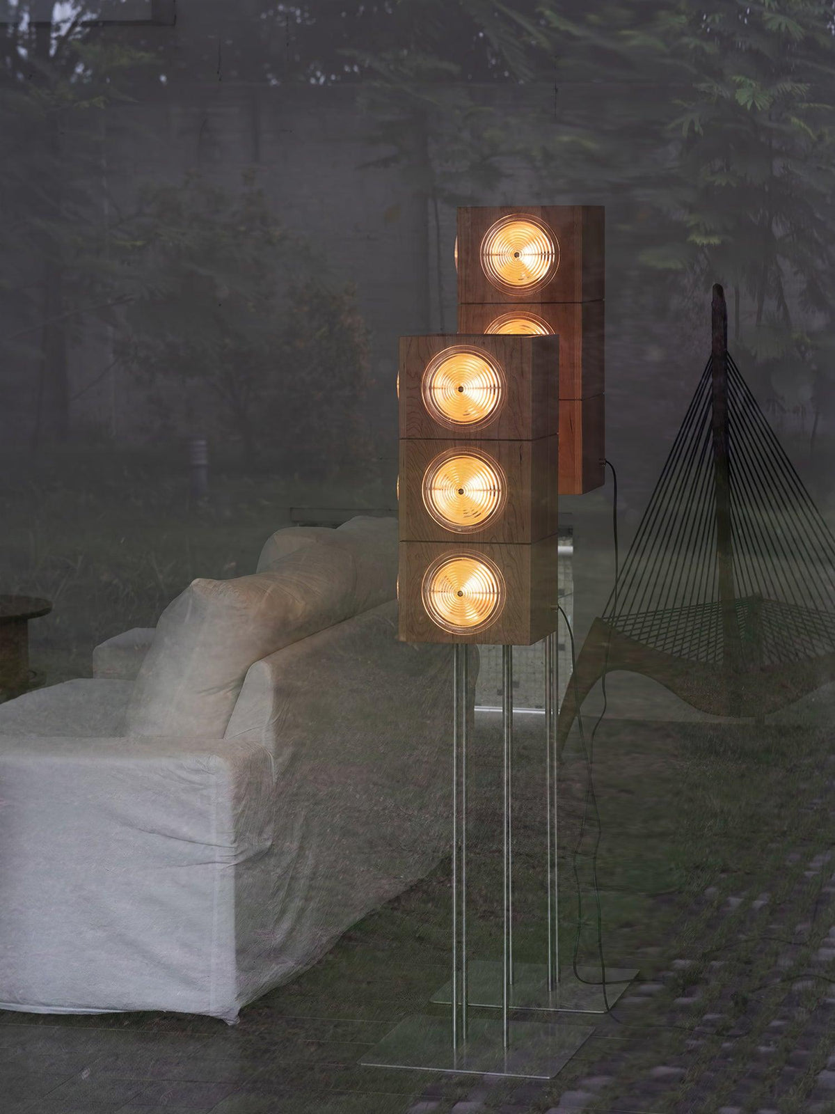 Avraearae modulaire vloerlamp van kersenhout