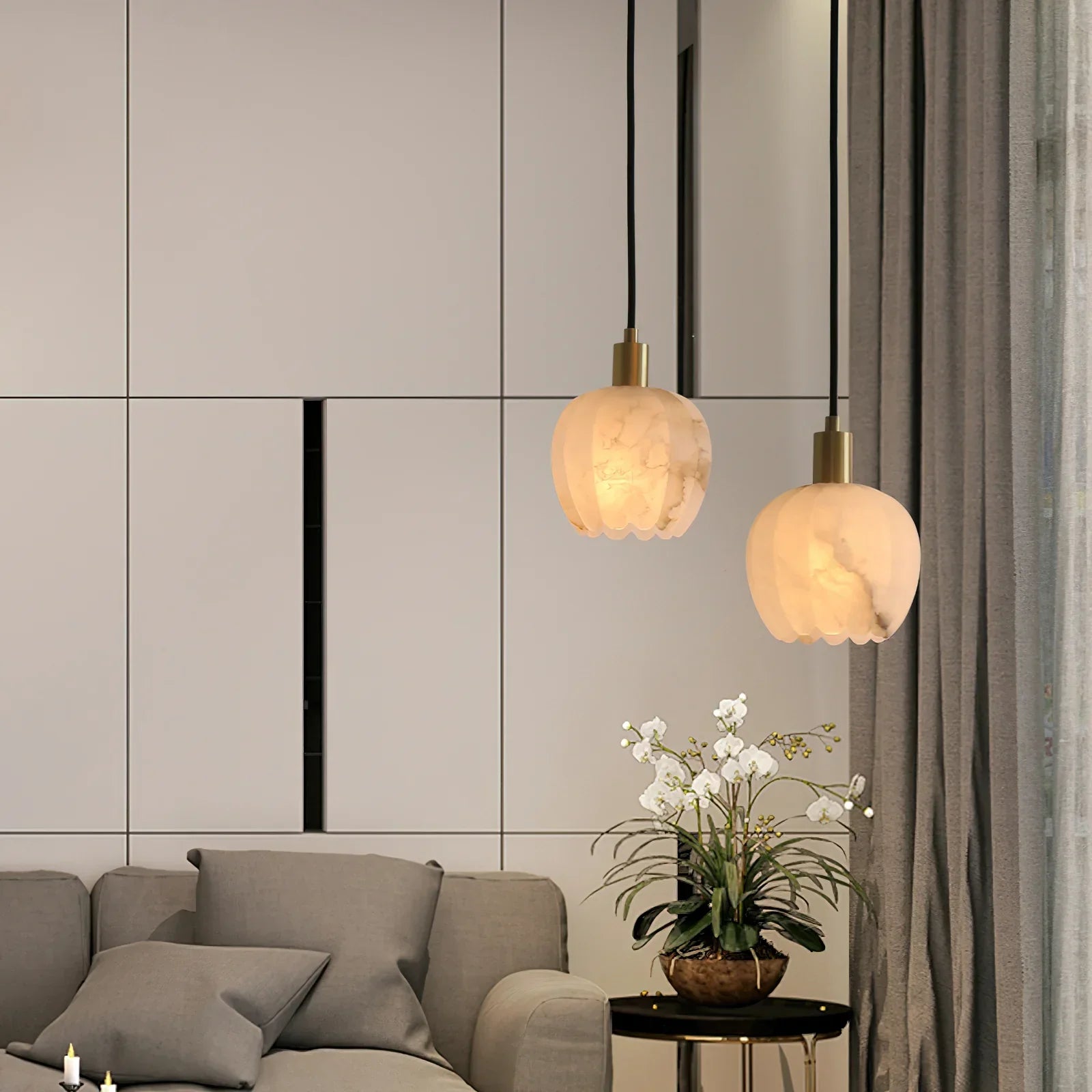 Ozawa Modern Ronde Bloem Metaal Hars Hanglampen Slaapkamer Eetkamer