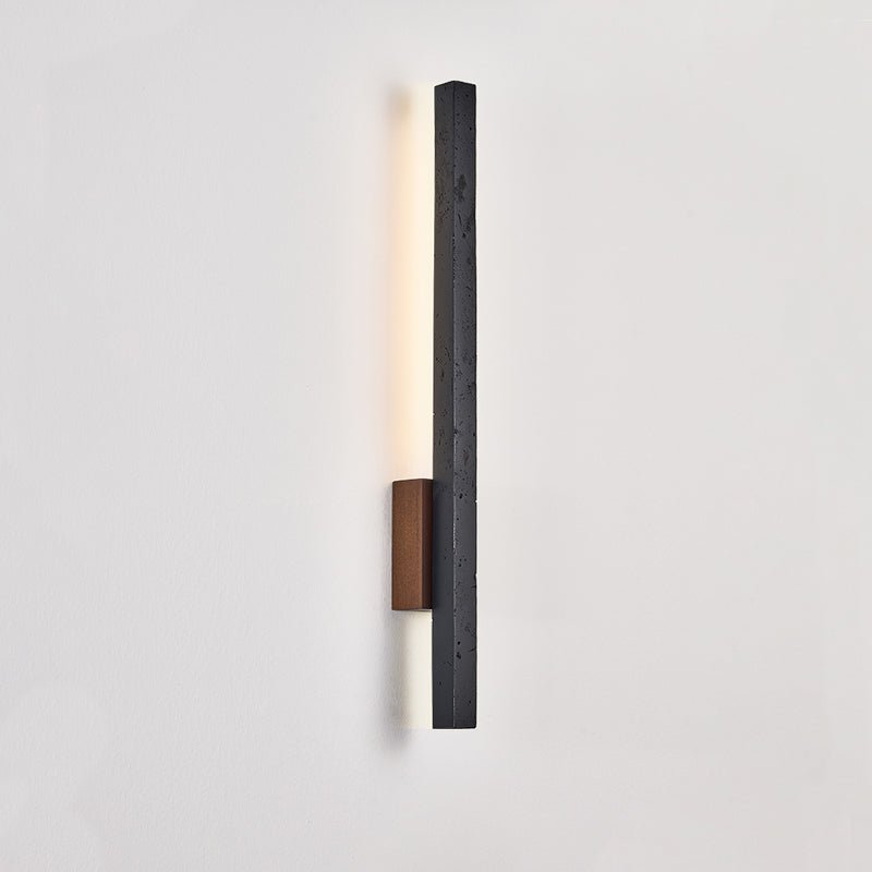 Juna Slim Zwart travertin Lineaire wandlamp