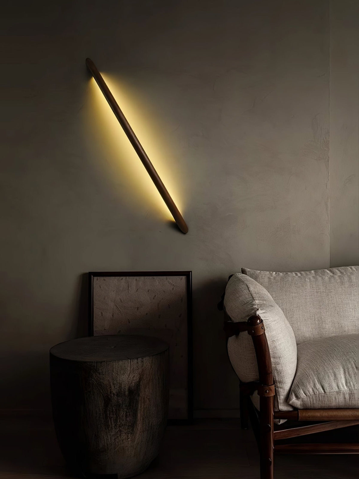 Evvinos Moderne minimalistische lineaire wandlamp van walnoot