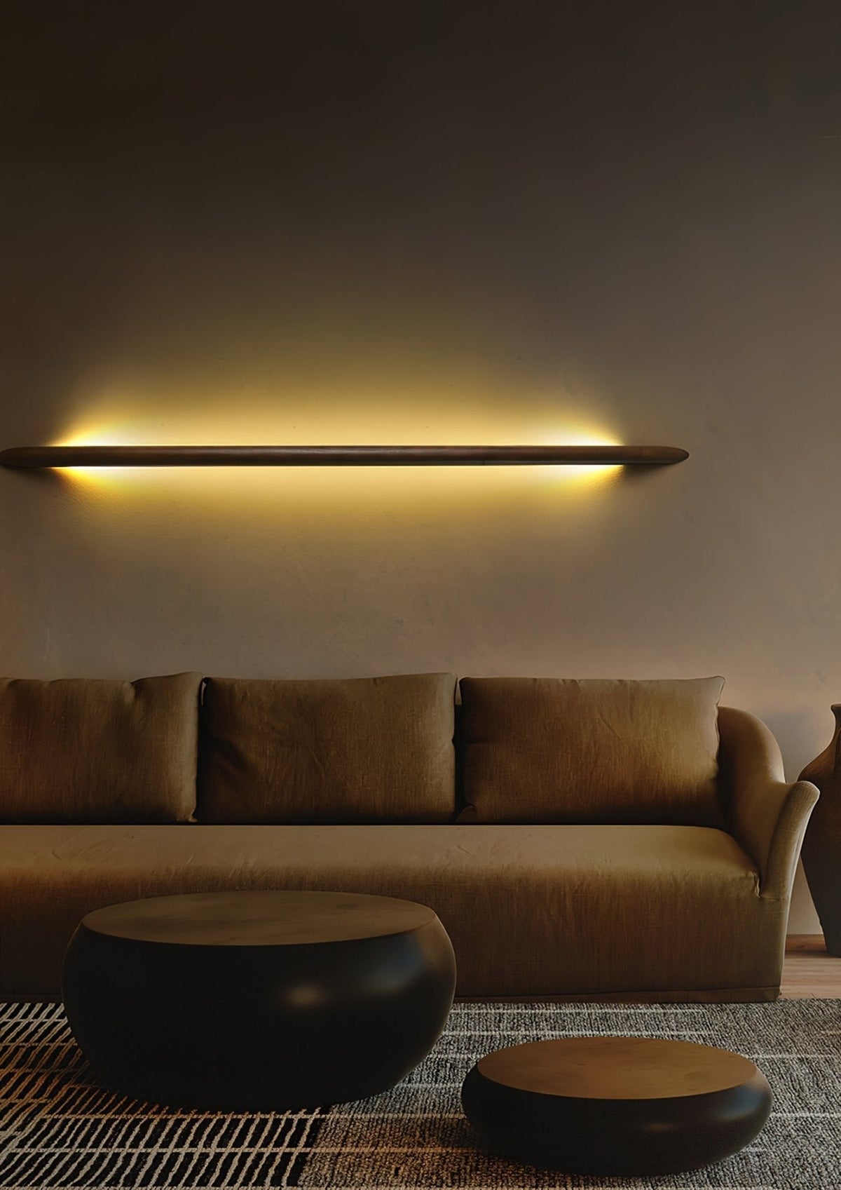 Evvinos Moderne minimalistische lineaire wandlamp van walnoot