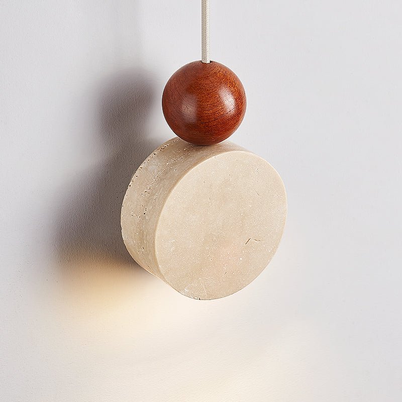 Opal hanglamp van geel travertin