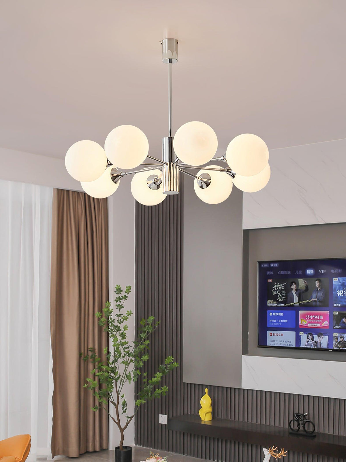 Eirivaria Kroonluchter chroom glas bollen