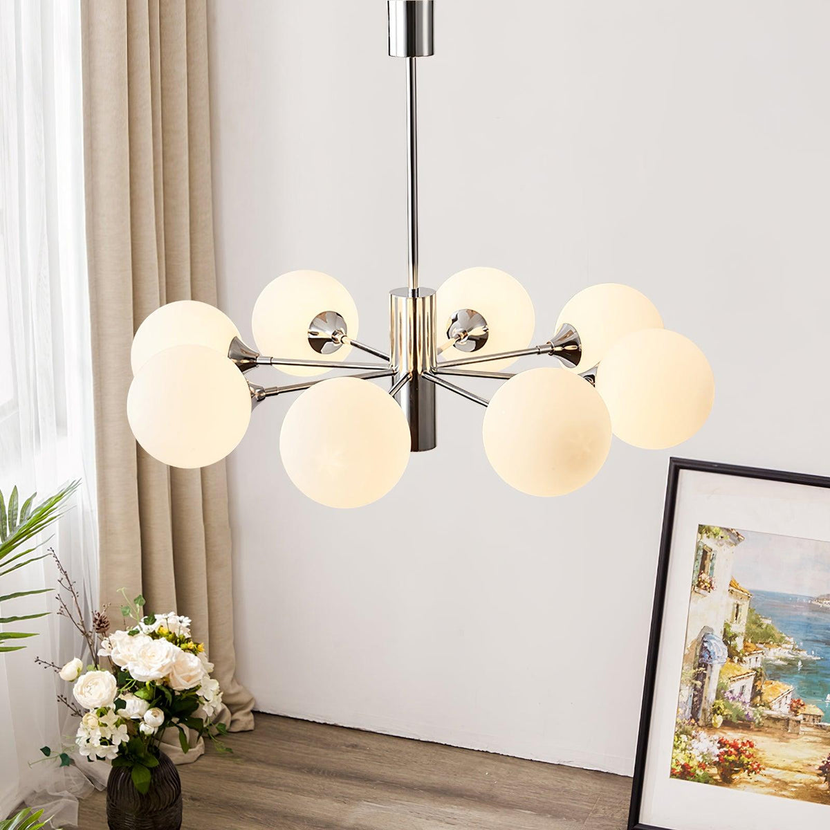 Eirivaria Kroonluchter chroom glas bollen