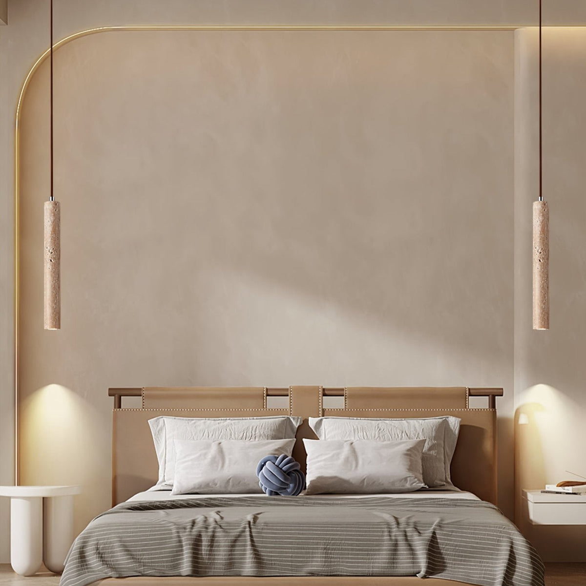 Sular cilindrische hanglamp van geel travertin