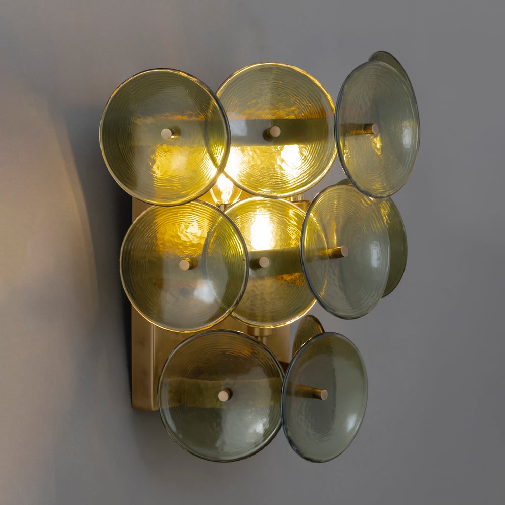 Taroe wandlamp Gepreessde Glazen Schijven Vintage Amber