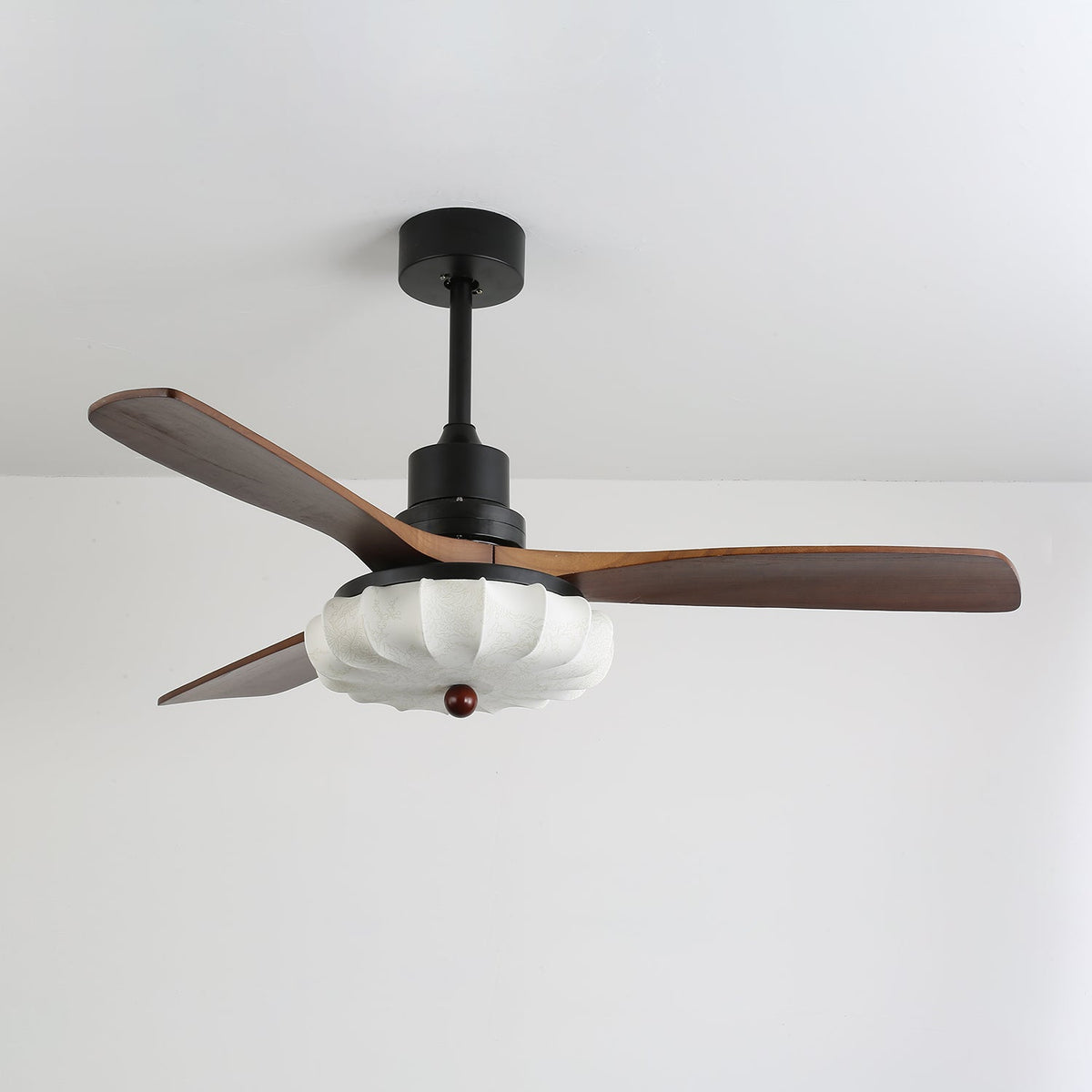 Ventra Vintage glas hout plafondventilator met verlichting