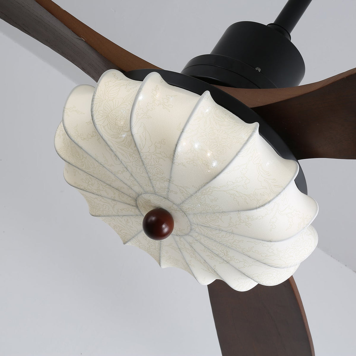 Ventra Vintage glas hout plafondventilator met verlichting