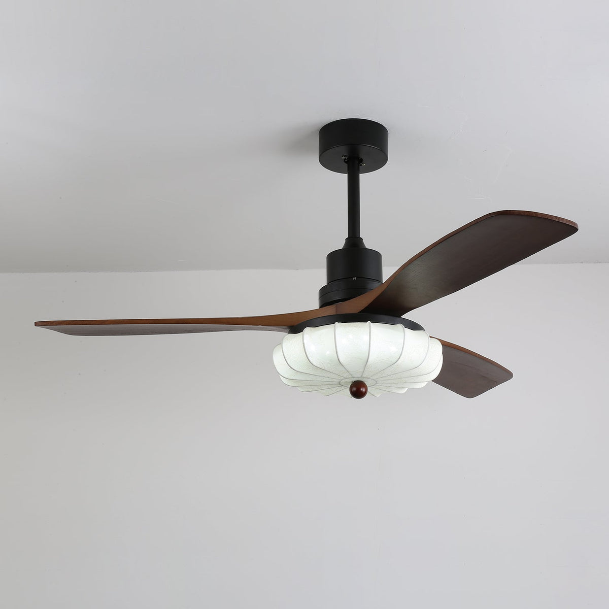 Ventra Vintage glas hout plafondventilator met verlichting