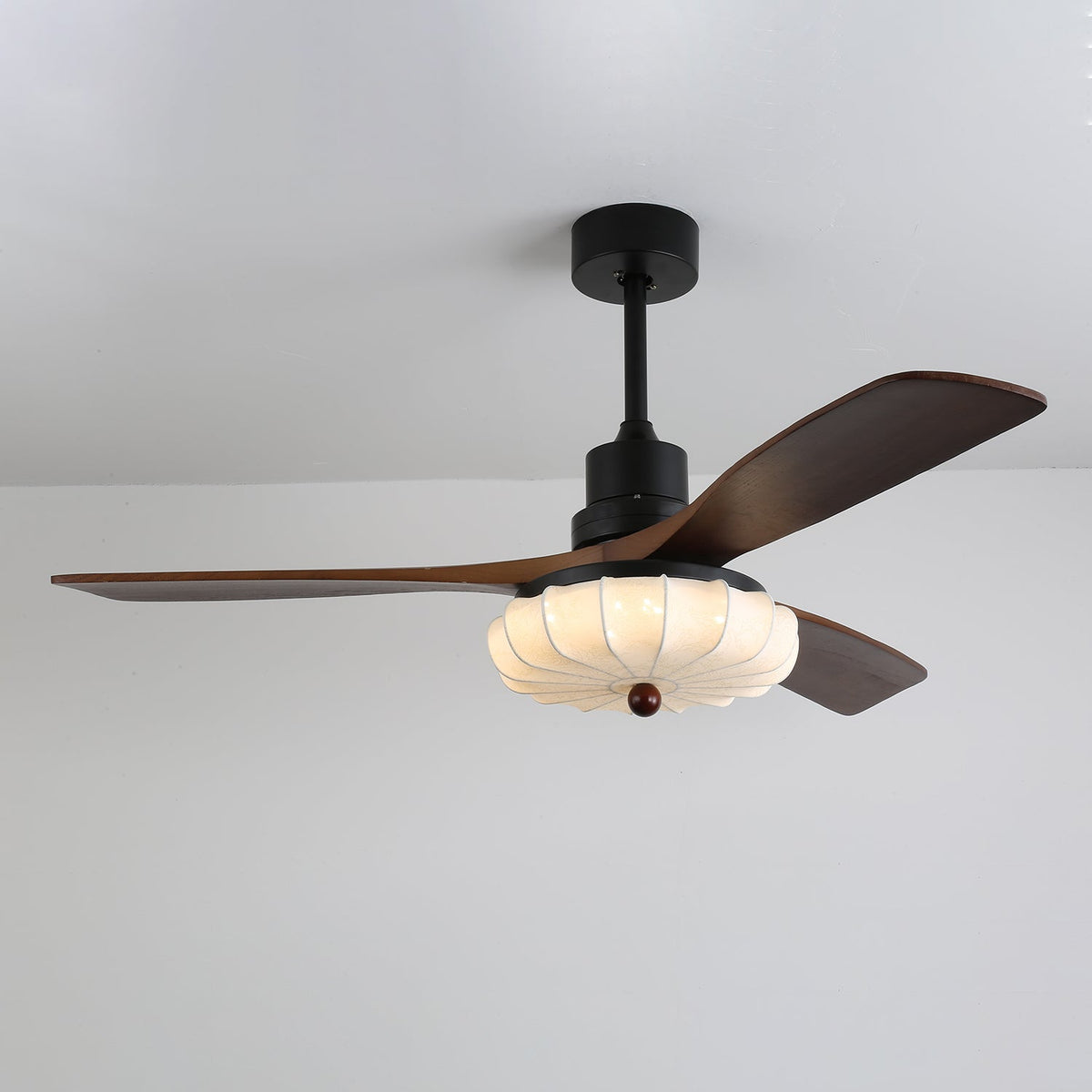 Ventra Vintage glas hout plafondventilator met verlichting