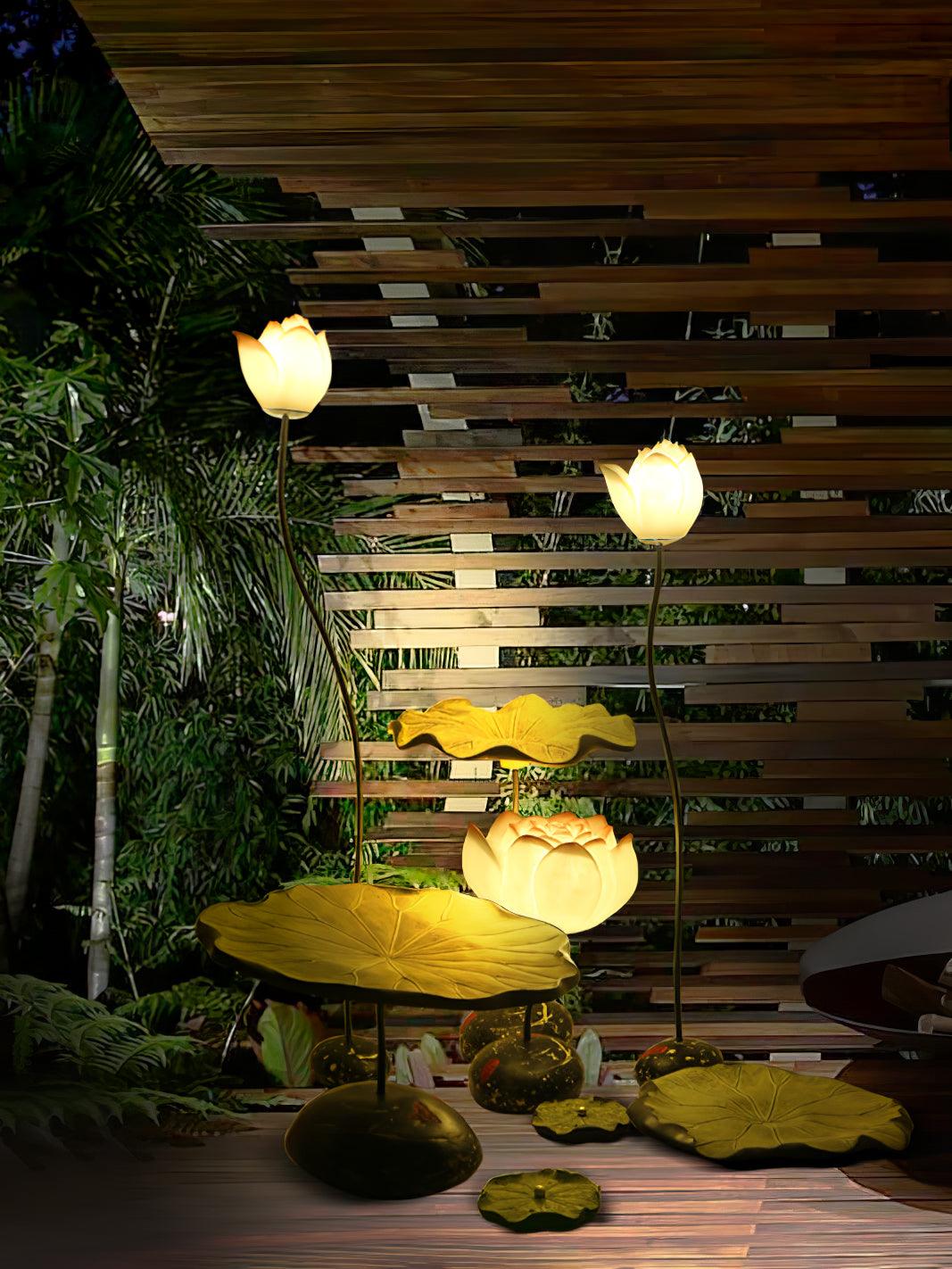 Arixen elegante vloerlamp met lotusbloemmotief