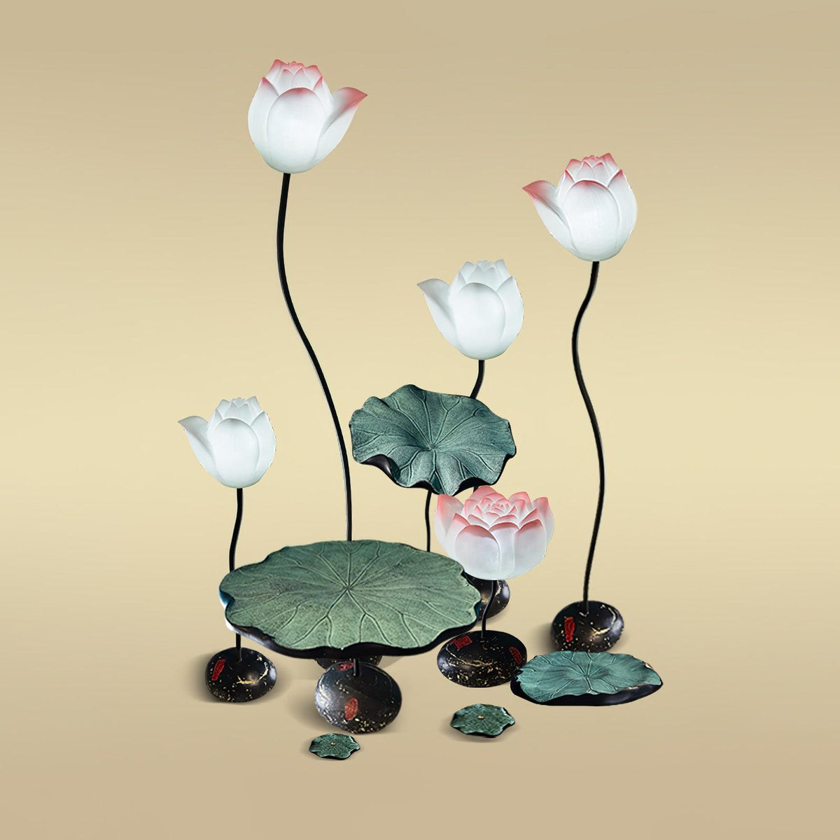 Arixen elegante vloerlamp met lotusbloemmotief