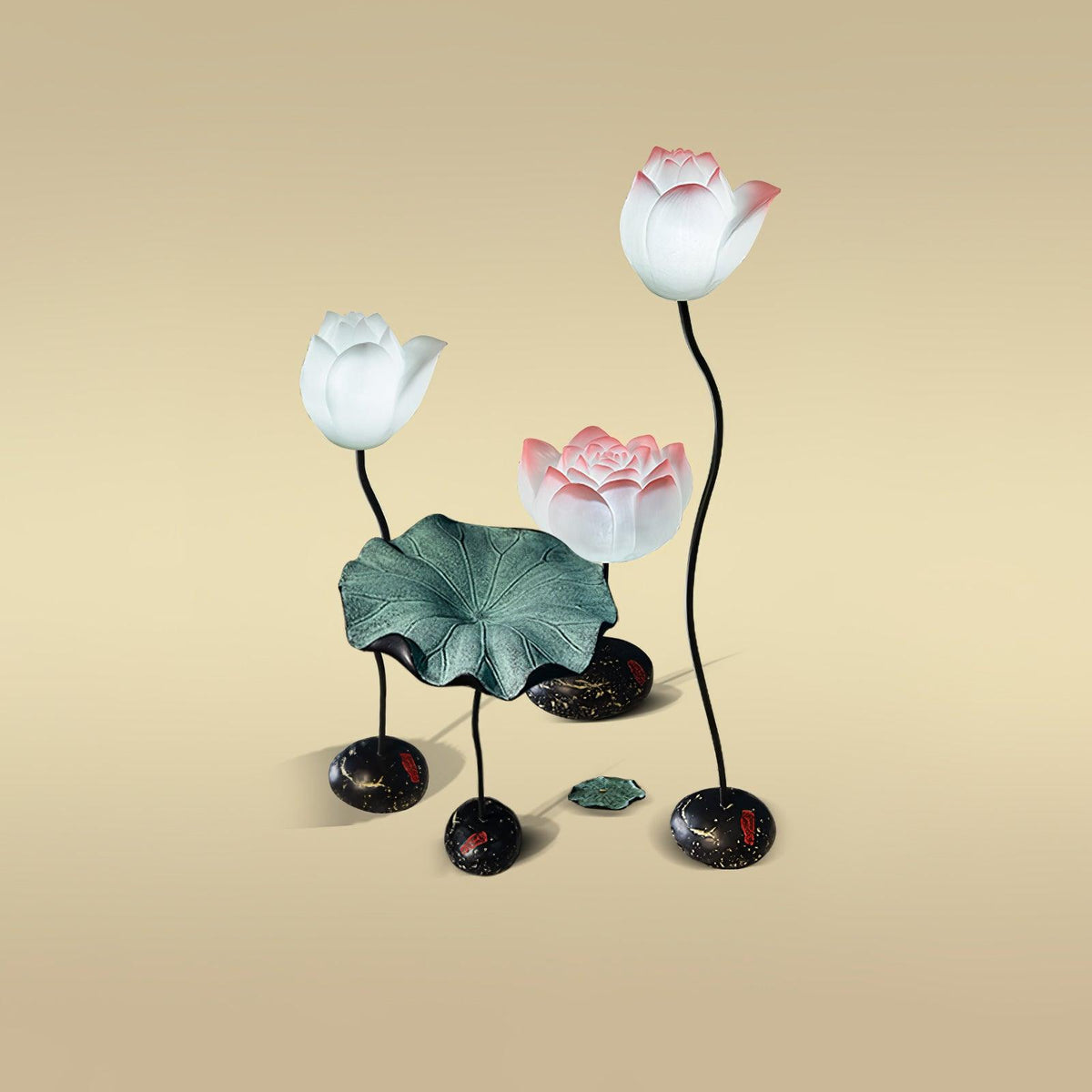 Arixen elegante vloerlamp met lotusbloemmotief