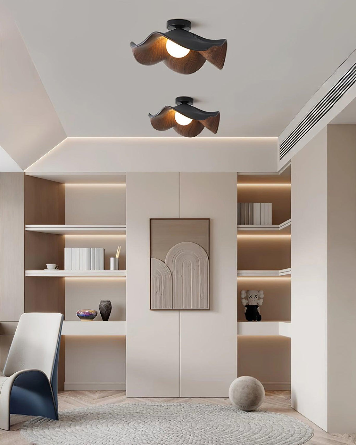 Belenor plafondlamp Lotus Leaf met witte afwerking en hout