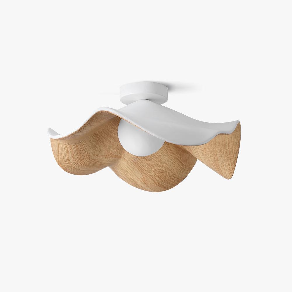 Belenor plafondlamp Lotus Leaf met witte afwerking en hout