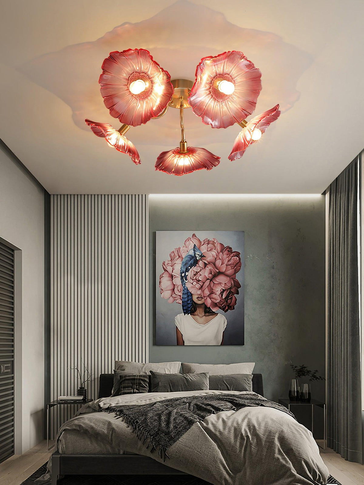 Lioruina messing plafondlamp van glas met bladglas en goudkleurige afwerking