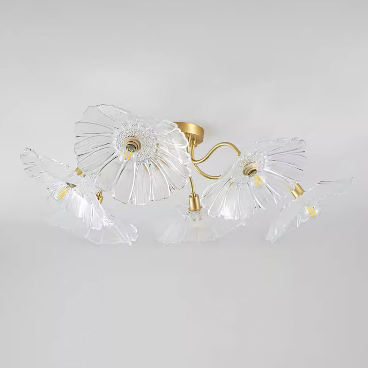 Lioruina messing plafondlamp van glas met bladglas en goudkleurige afwerking