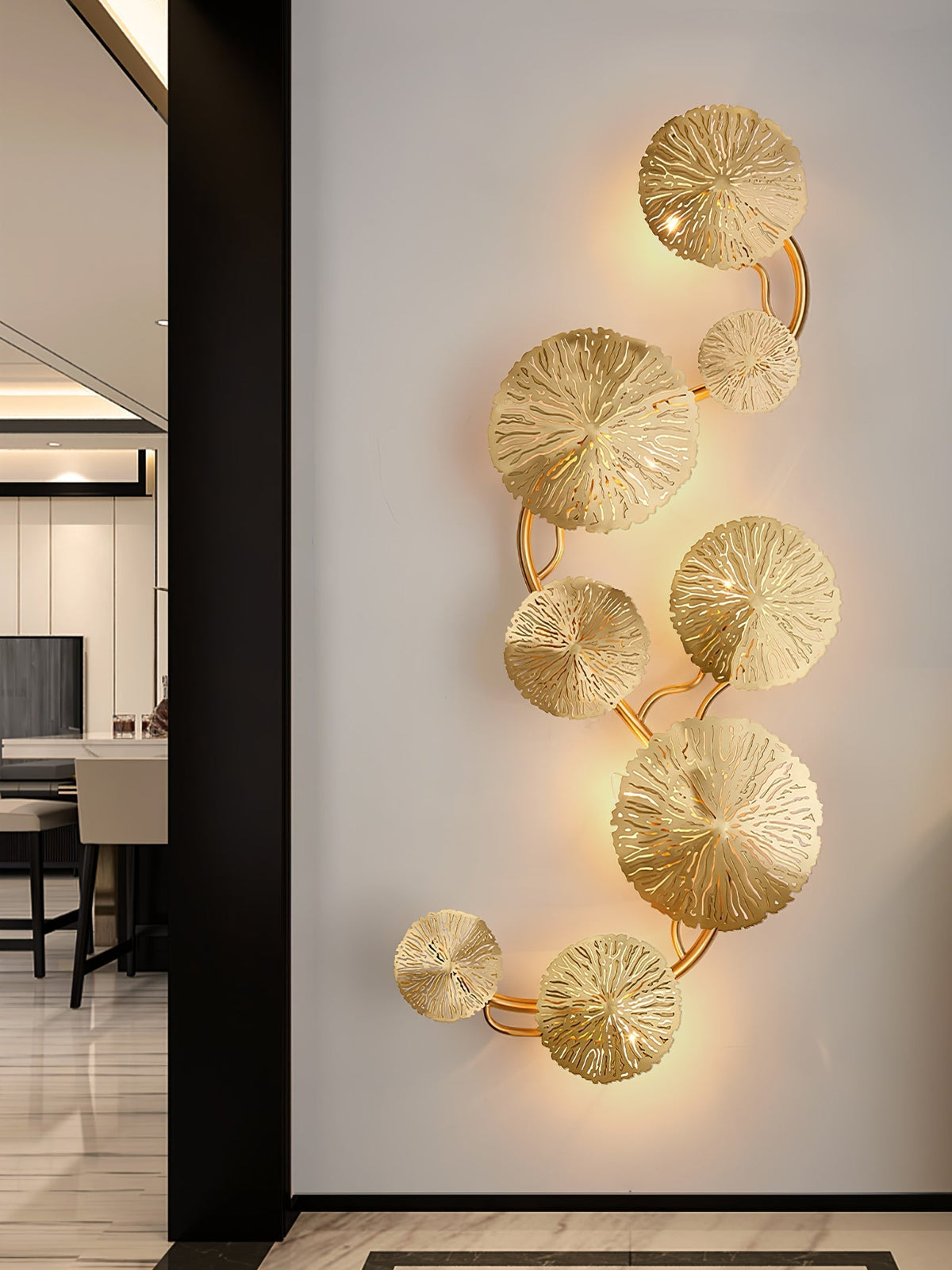 Rylso wandlamp Lotusbladeren messing