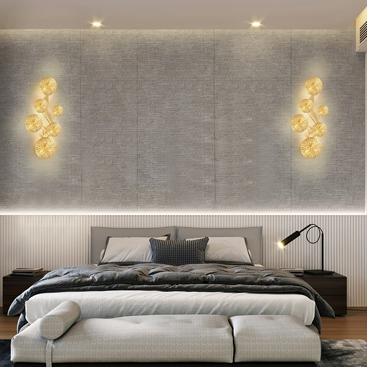 Rylso wandlamp Lotusbladeren messing