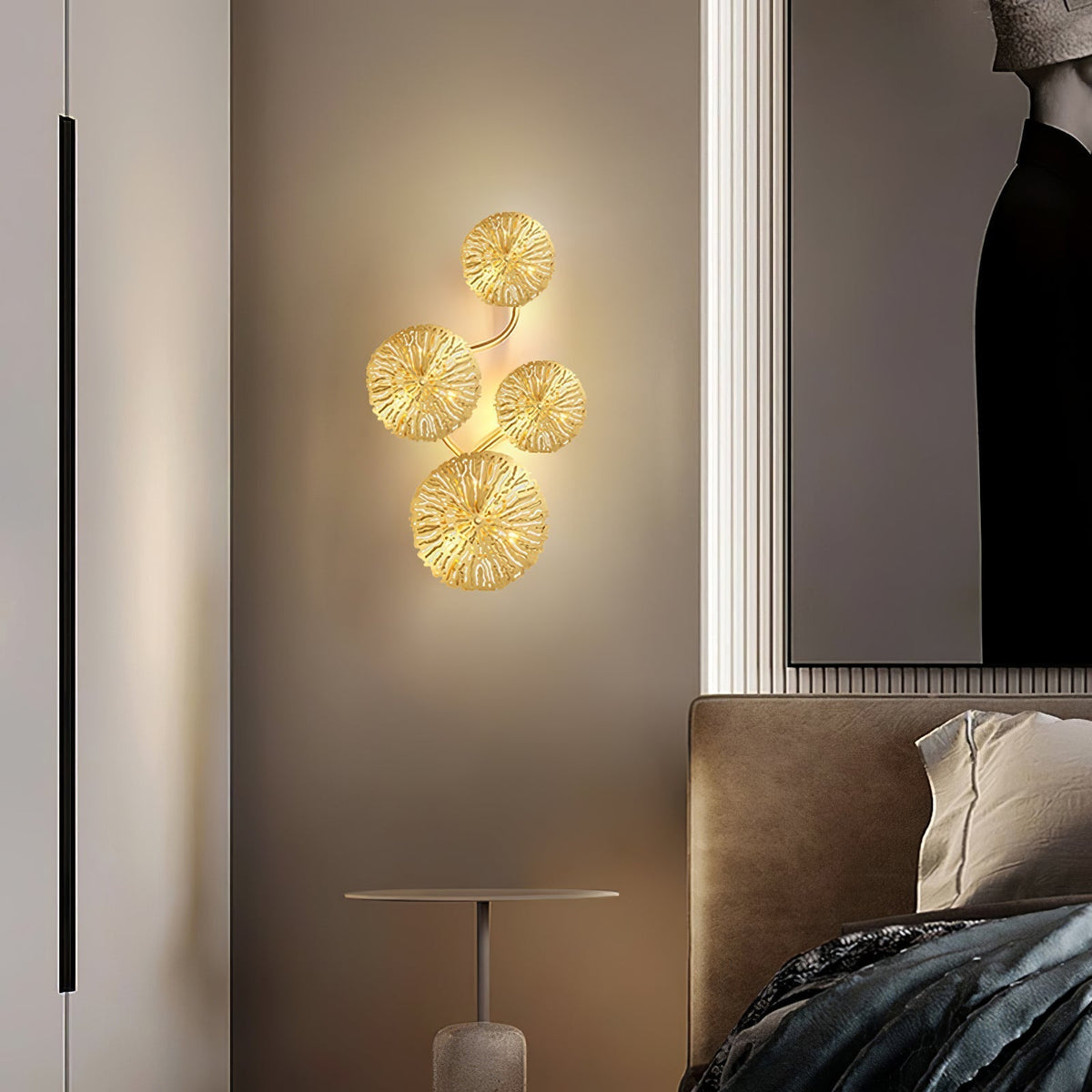Rylso wandlamp Lotusbladeren messing