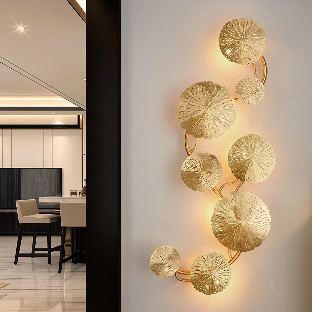 Rylso wandlamp Lotusbladeren messing