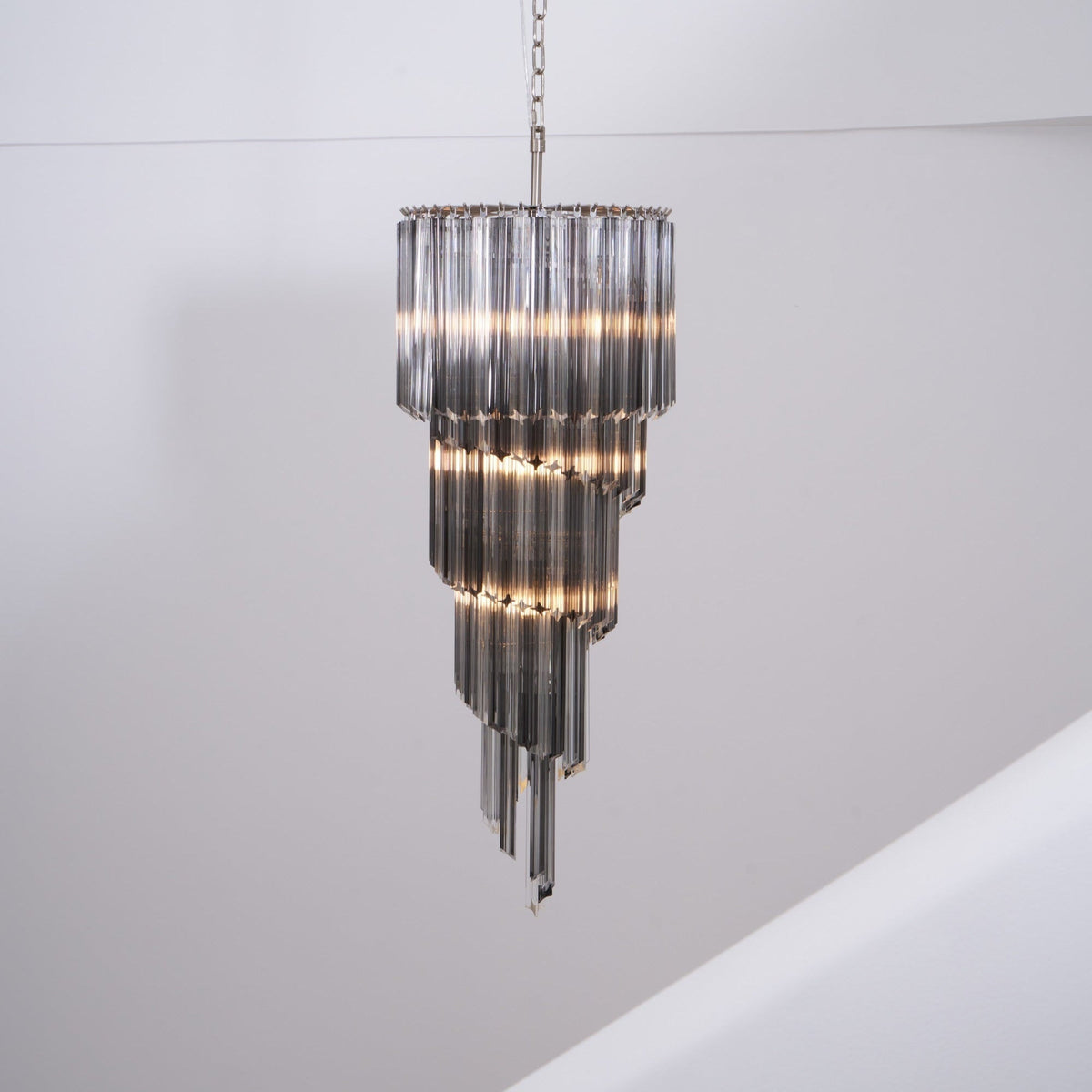 Velarella kroonluchter rookglas spiraal
