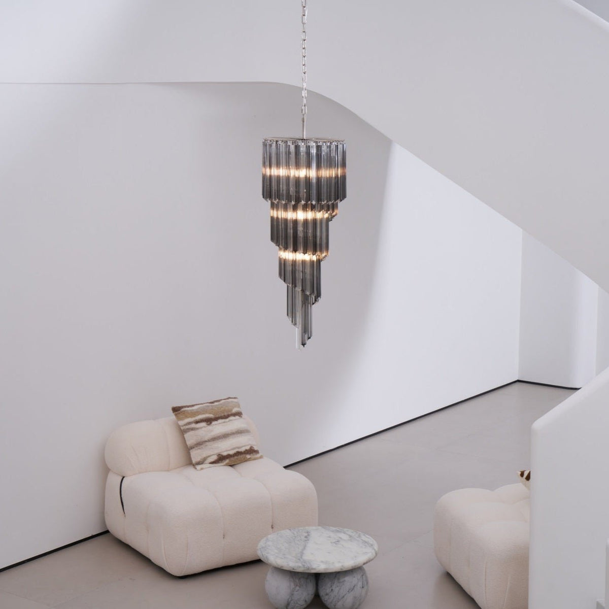 Velarella kroonluchter rookglas spiraal