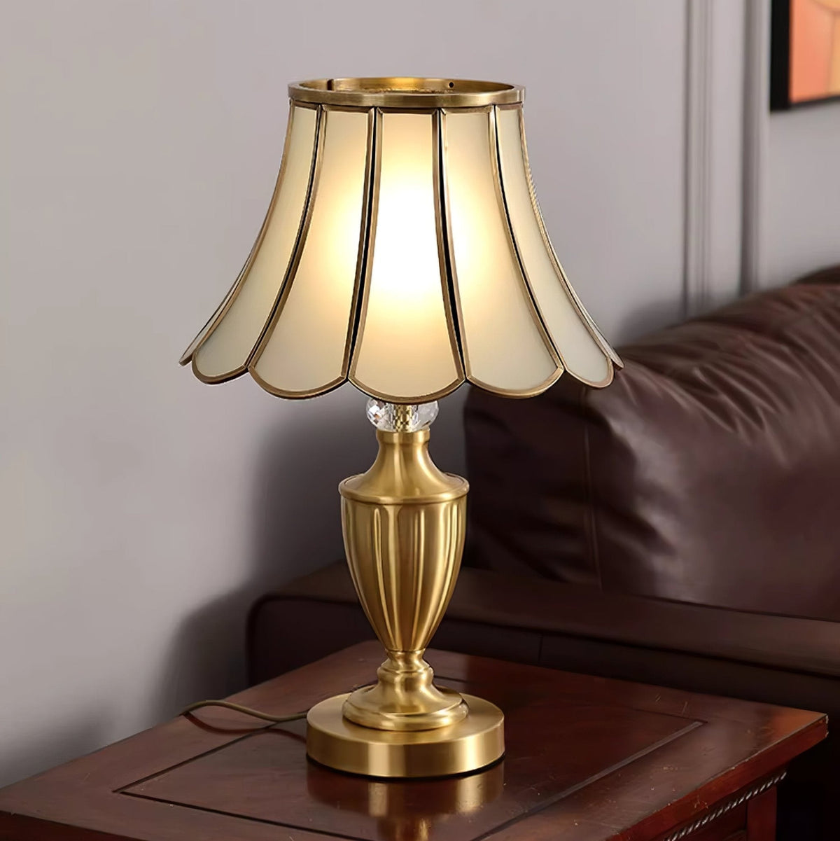Valencia messing en glas vintage tafellamp