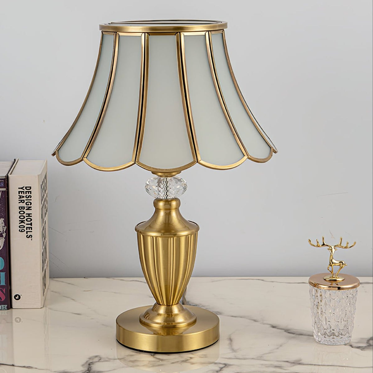 Valencia messing en glas vintage tafellamp