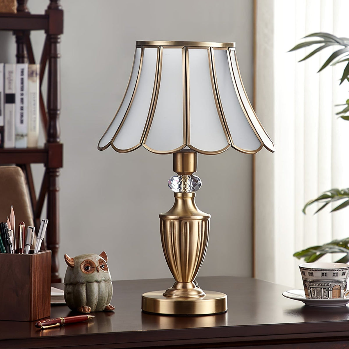 Valencia messing en glas vintage tafellamp
