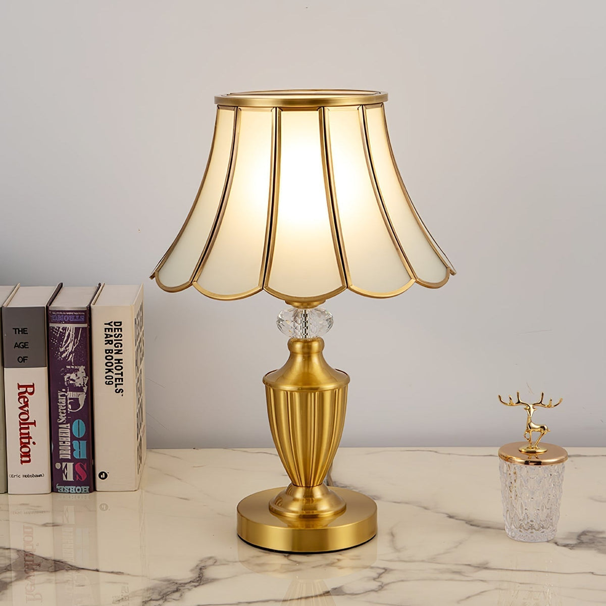 Valencia messing en glas vintage tafellamp
