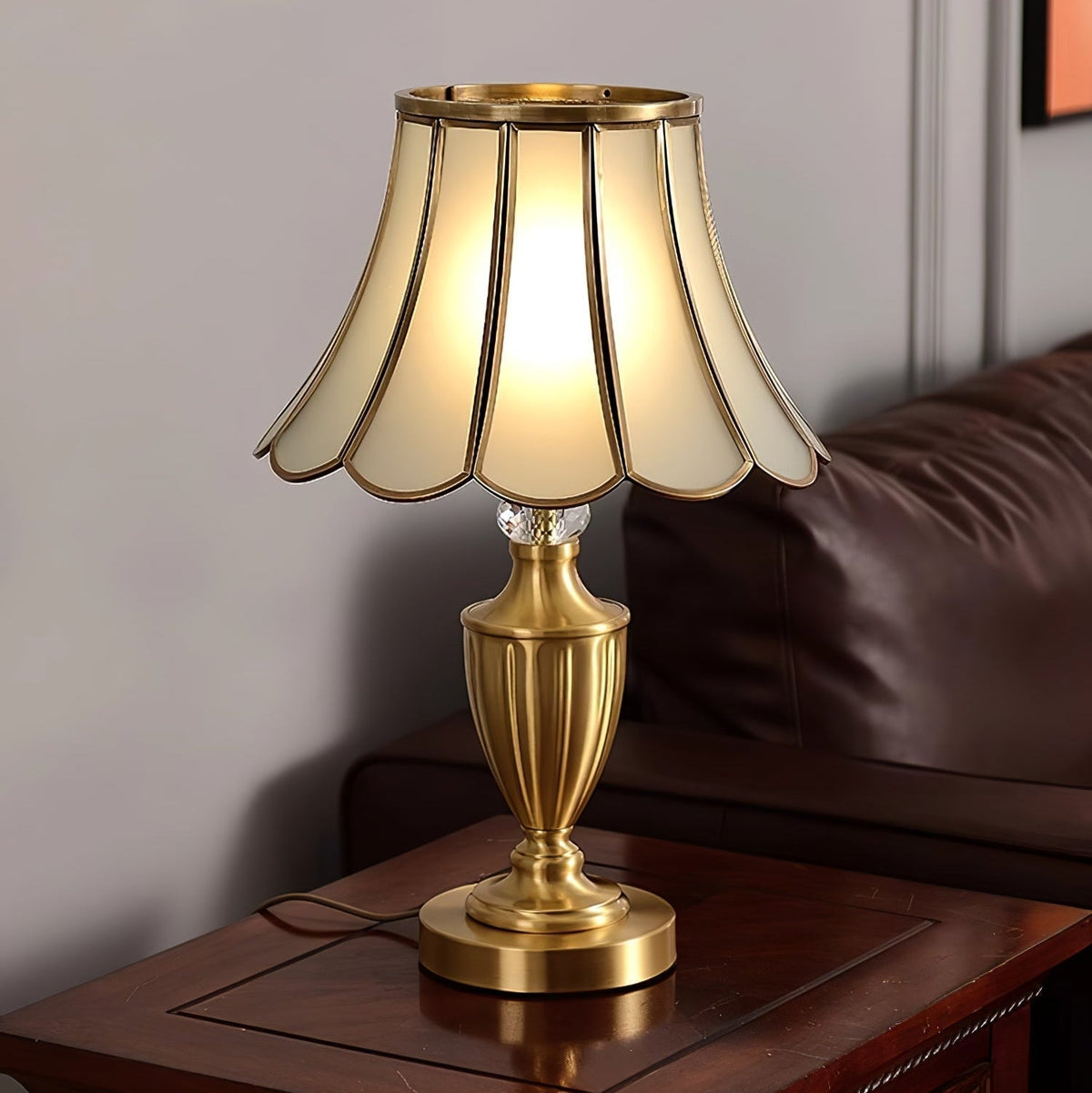 Valencia messing en glas vintage tafellamp