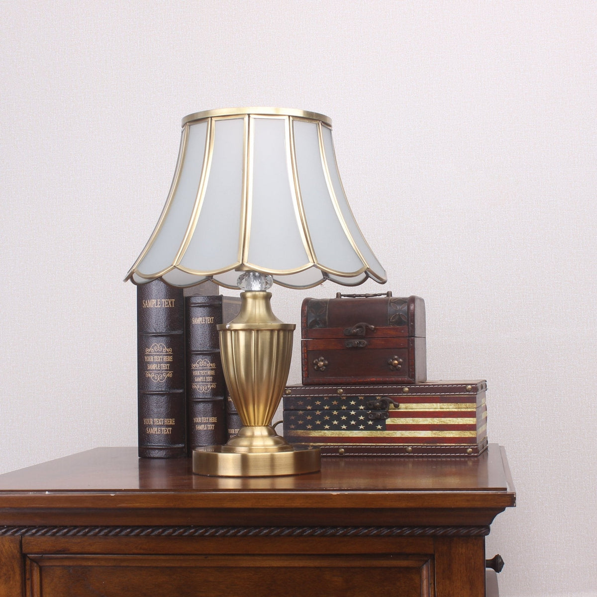 Valencia messing en glas vintage tafellamp