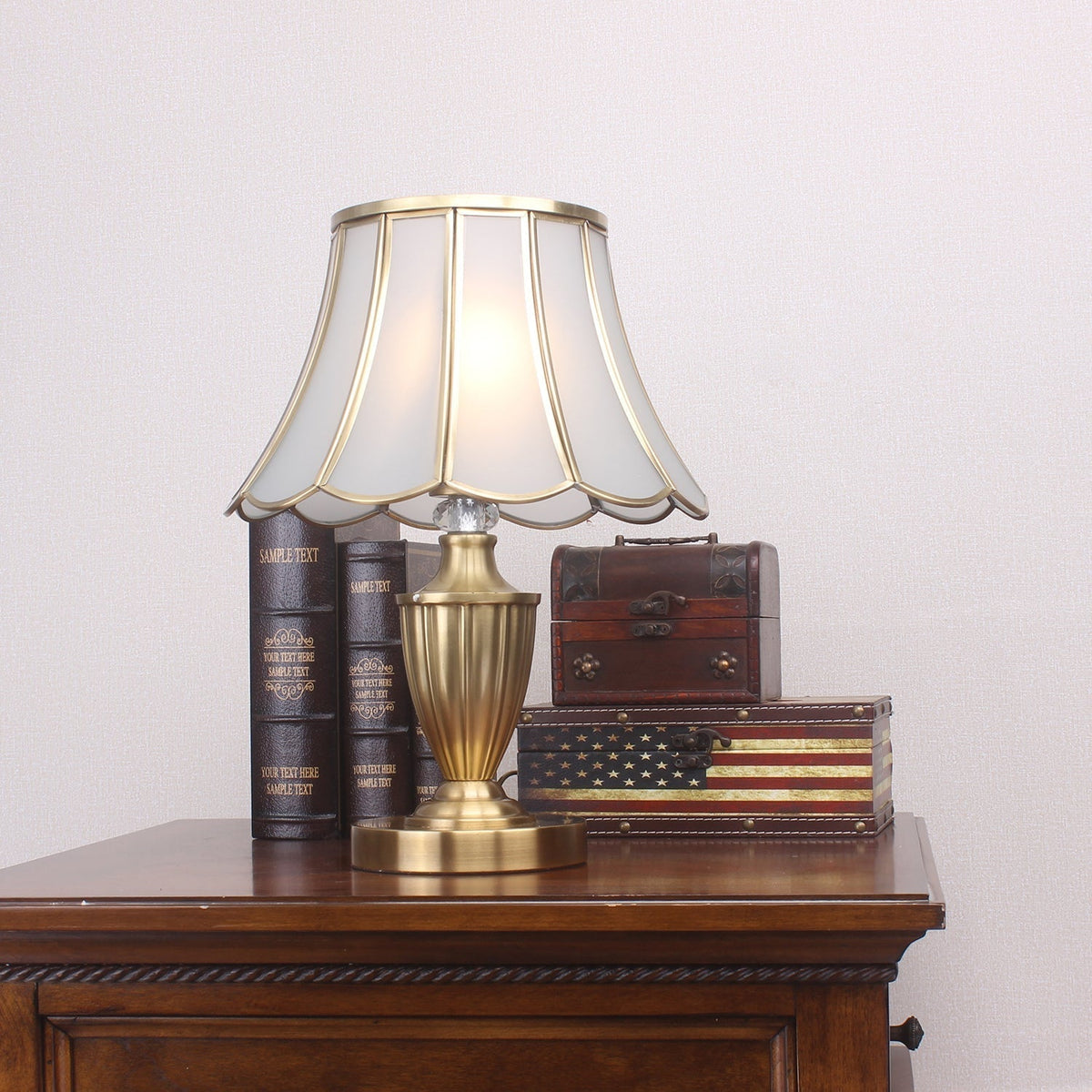 Valencia messing en glas vintage tafellamp