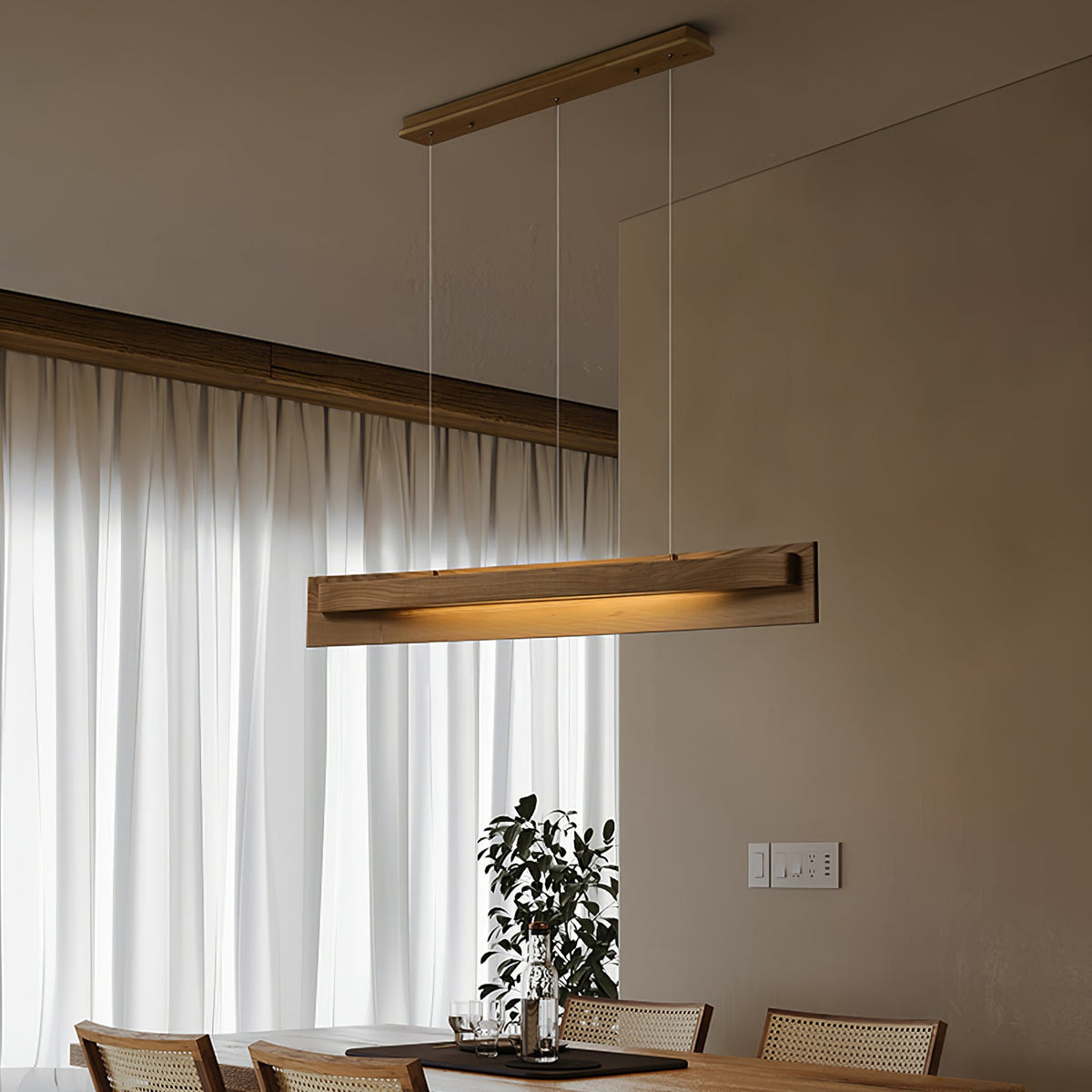 Zaraeyra Minimalistische hanglamp van walnoothout