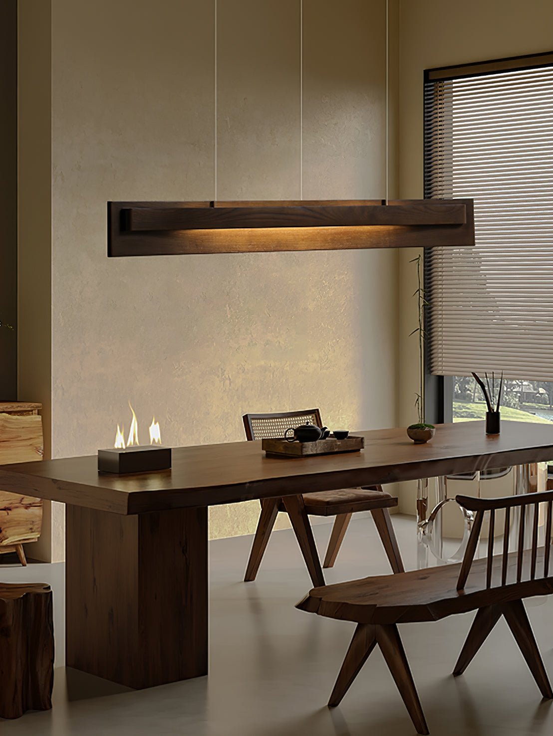 Zaraeyra Minimalistische hanglamp van walnoothout