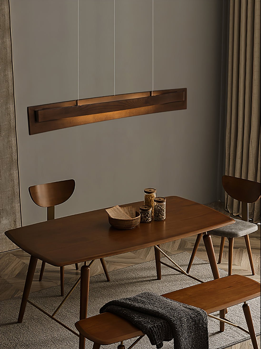 Zaraeyra Minimalistische hanglamp van walnoothout